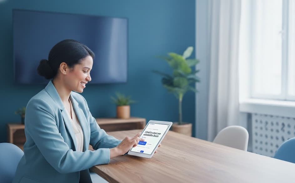 Therapeutin arbeitet mit moderner Praxissoftware